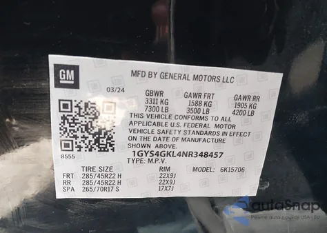 2022 Cadillac Escalade 4Wd Sport Platinum from USA, damaged, VIN 1GYS4GKL4NR348457